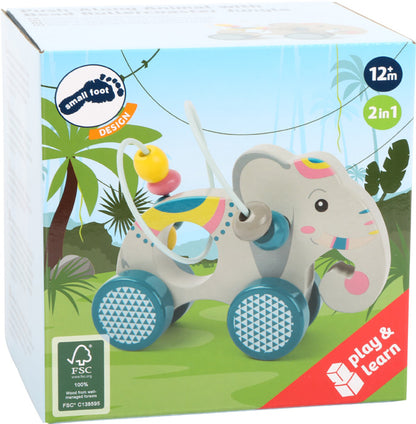 Schiebetier Elefant mit Motorikschleife „Jungle“ FSC® 100% – Spielerische Bewegung für kleine Entdecker