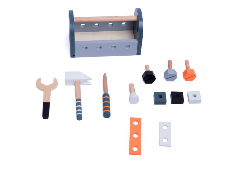 Werkzeugkiste aus Holz – 13-teiliges Set für kleine Baumeister