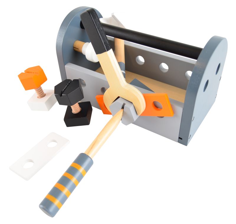 Werkzeugkiste aus Holz – 13-teiliges Set für kleine Baumeister