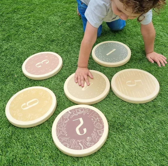 Montessori Holz-Trittsteine – 6er Set aus Buchenholz mit Filzunterseite