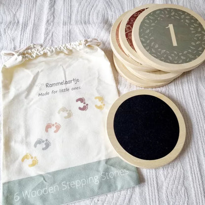 Montessori Holz-Trittsteine – 6er Set aus Buchenholz mit Filzunterseite