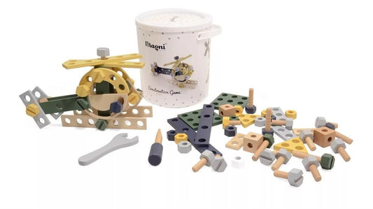 Montessori-inspiriertes Holz-Konstruktionsset mit 80 Teilen – für kleine Baumeister mit großen Ideen