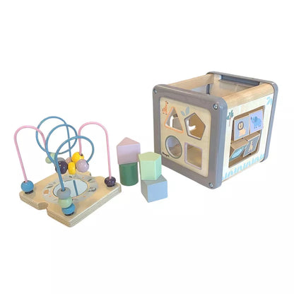 Montessori Motorikwürfel mit Lern- und Aktivitätsmaterial FSC® 100%