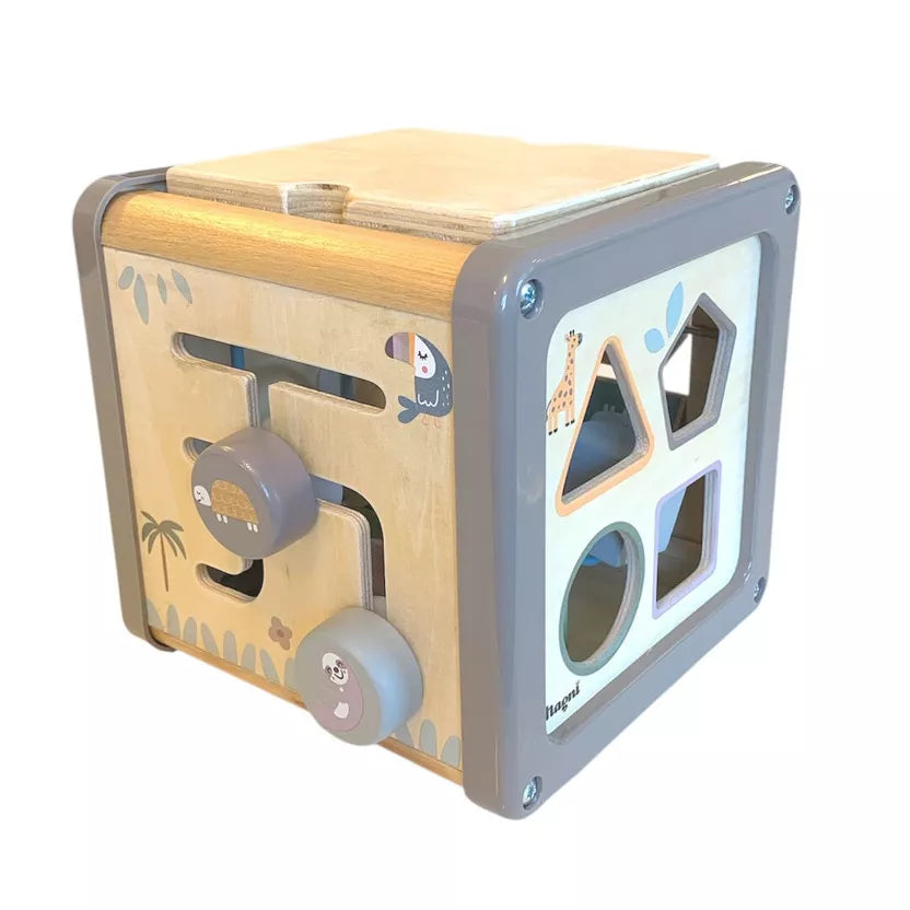 Montessori Motorikwürfel mit Lern- und Aktivitätsmaterial FSC® 100%