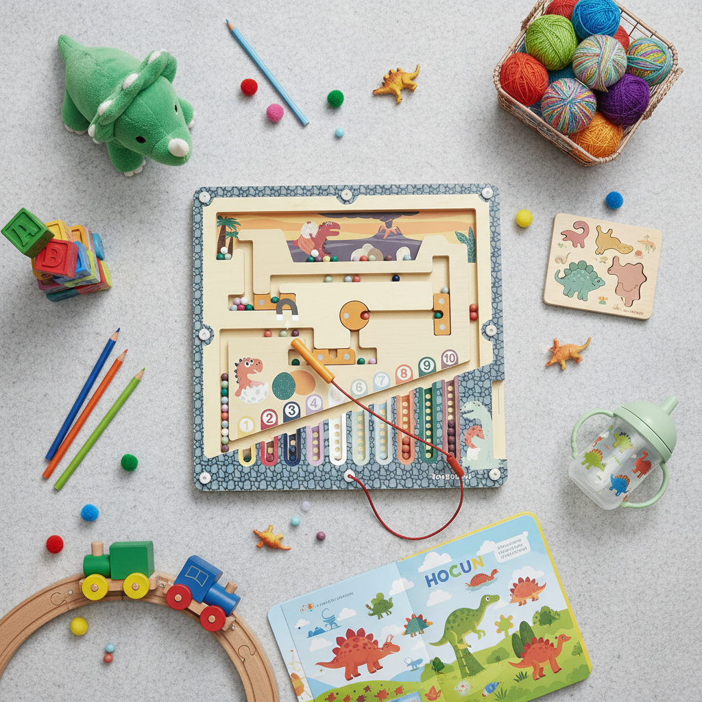 Magnetspiel Dino-Abenteuer – buntes Lernspiel aus Holz