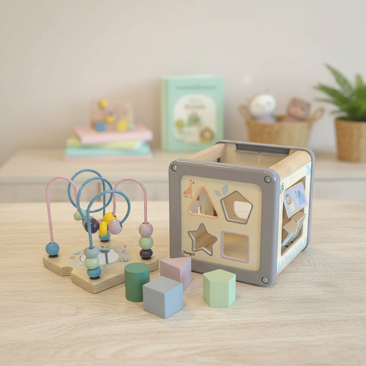 Montessori Motorikwürfel mit Lern- und Aktivitätsmaterial FSC® 100%